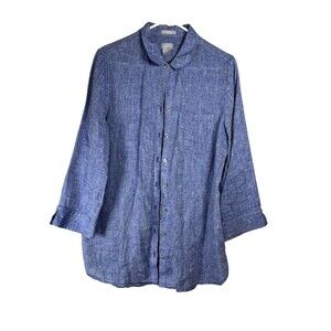 Chicos Blue No Iron 100% Linen 1.5 M 10 Natural Fibers